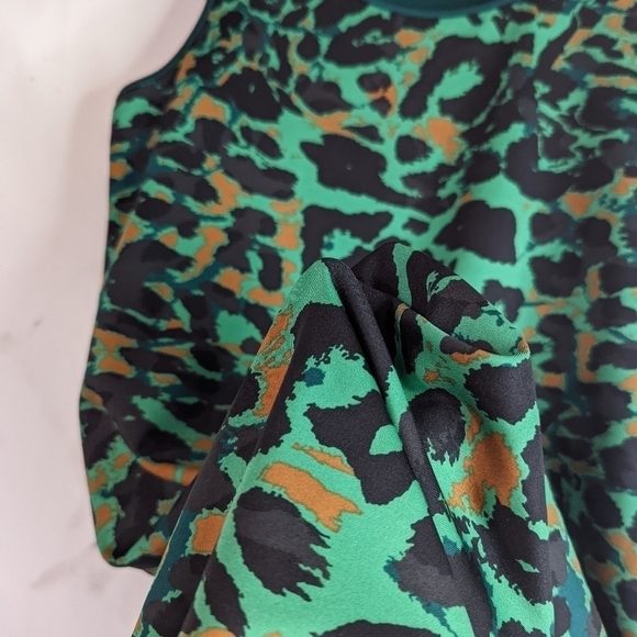 Chicos Leopard Print Dress Green Tank Size 0 Small 4 High Low Hem Animal Midi - Picture 11 of 14